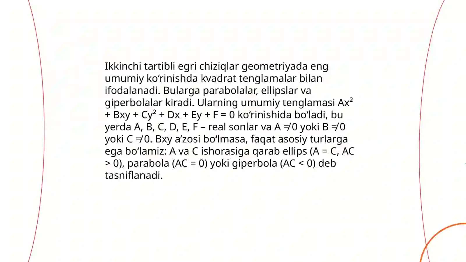 Ikkinchi tartibli egri chiziqlar 3