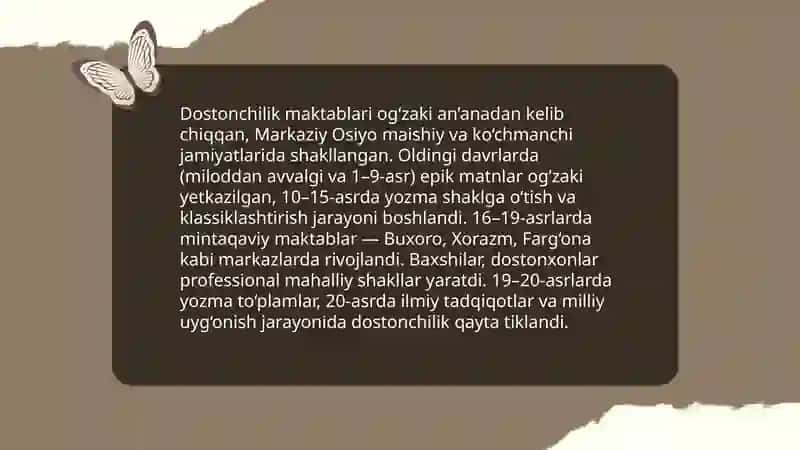 Dostonchilik maktablari va ularning an'analari 3
