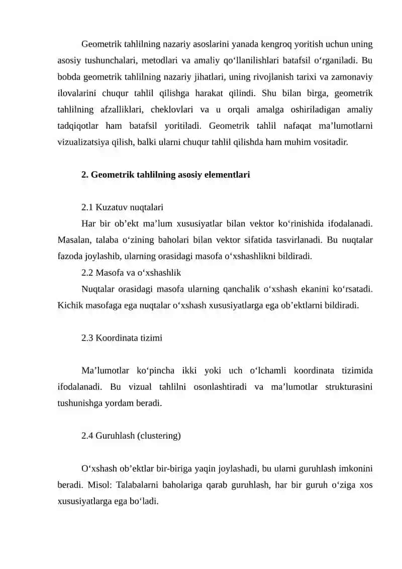 Ma’lumotlarning geometrik tahlili 3
