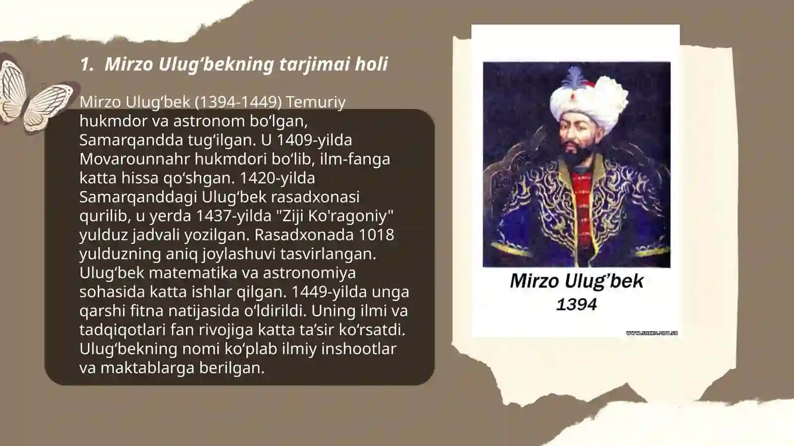 Mirzo Ulugʻbek - davlat arbobi va buyuk olim 3