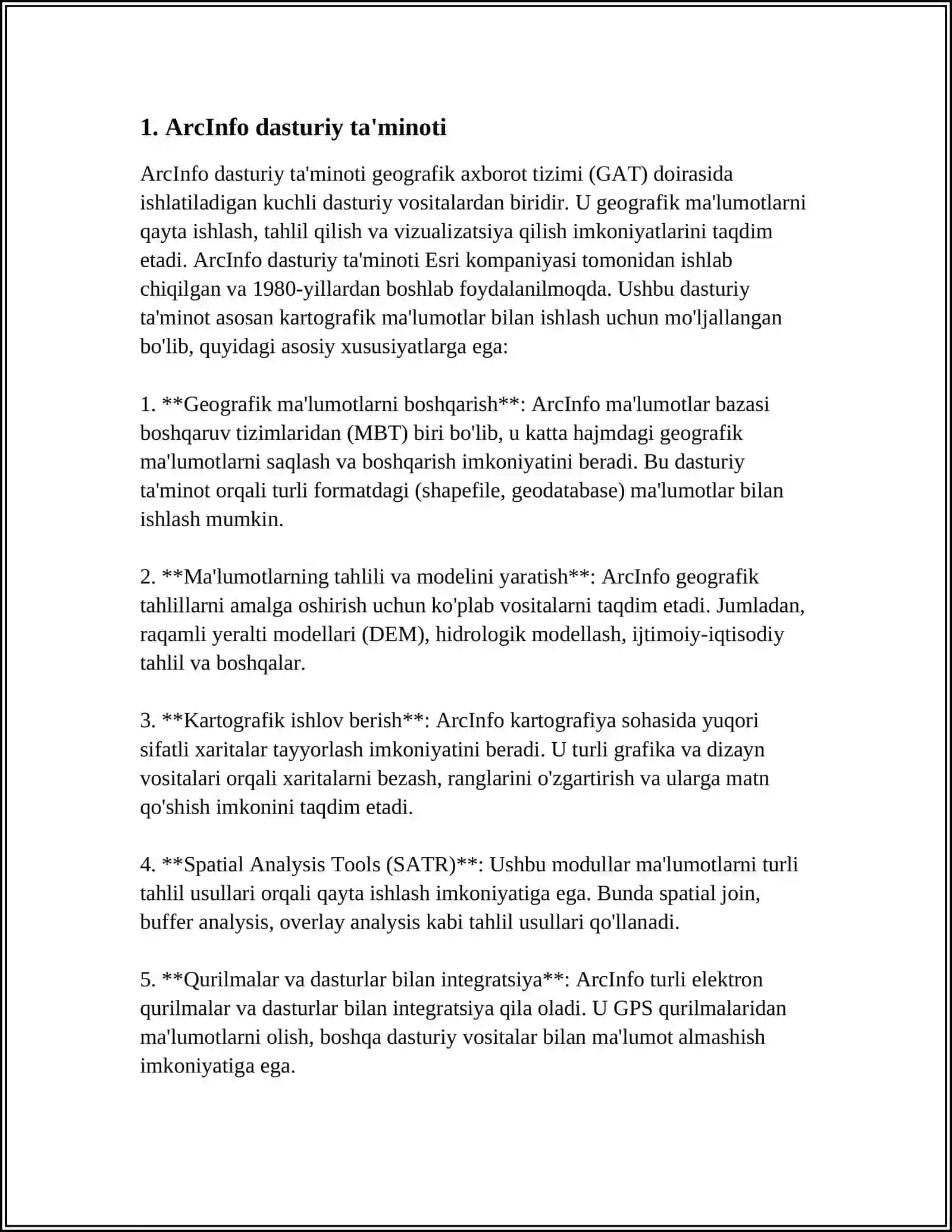 ARCINFO GEOGRAFIK AXBOROT TIZIMI 3
