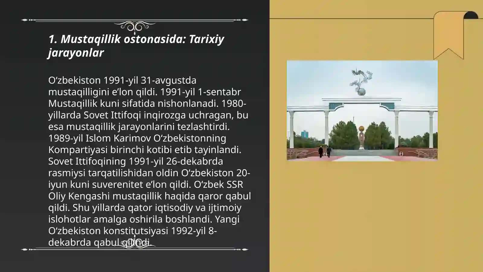 Mustaqillik ostonasida: Tarixiy jarayonlar 3