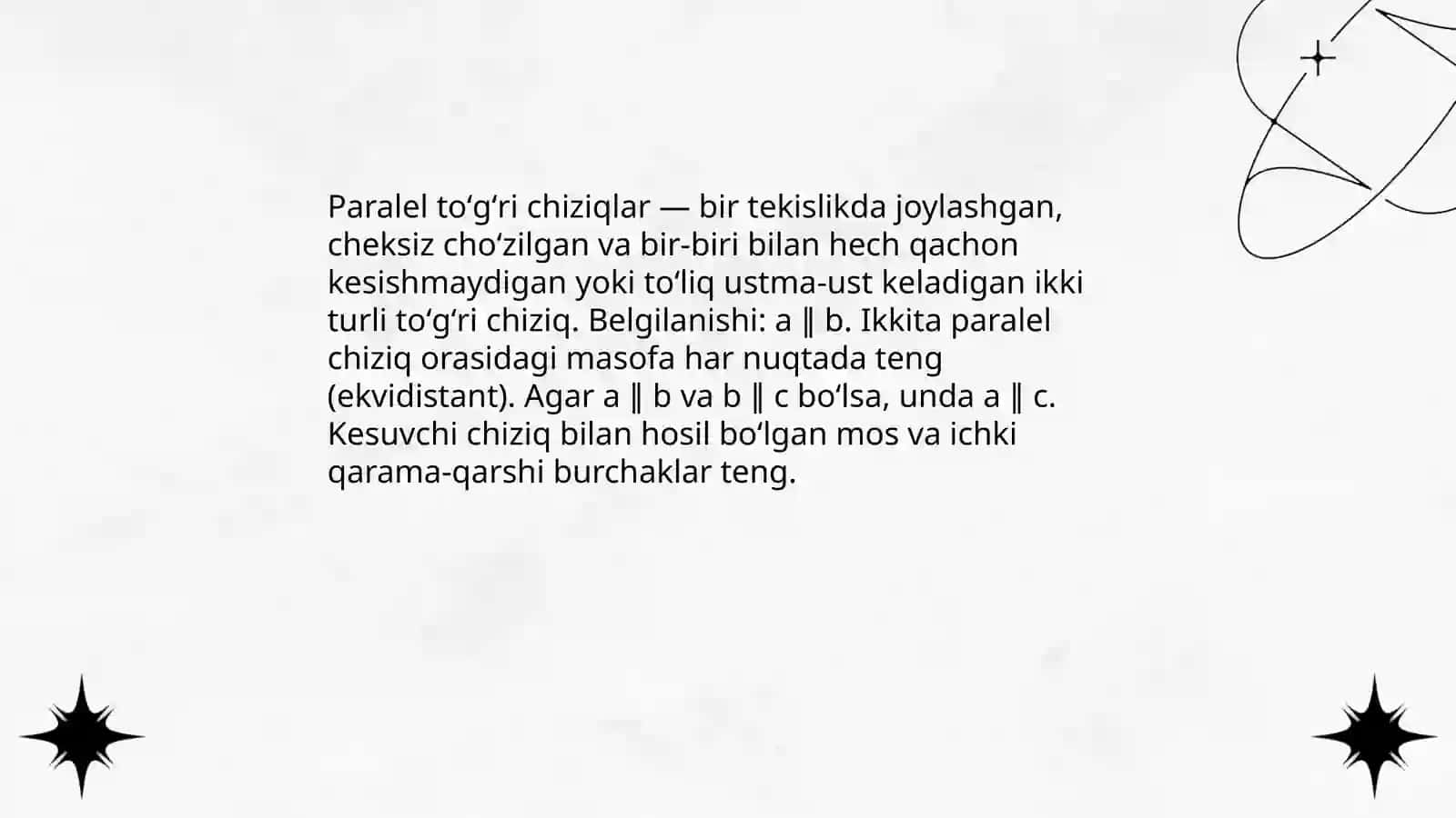 Parallel va perpendikulyar toʻgʻri chiziqlar 3