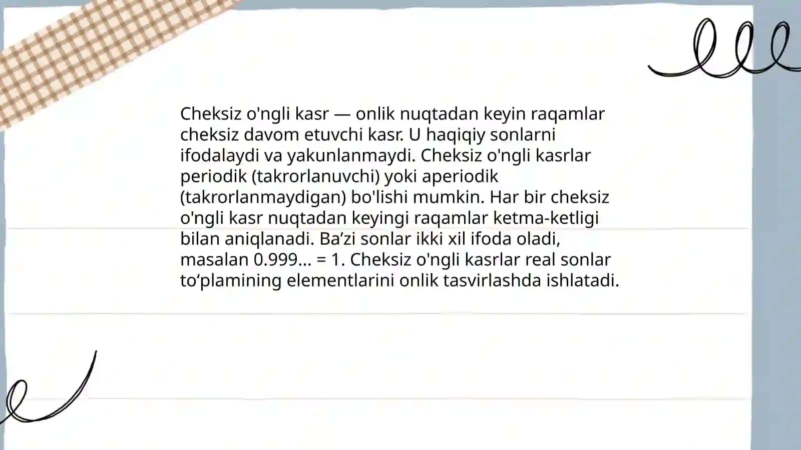 Cheksiz o'ngli kasr 3