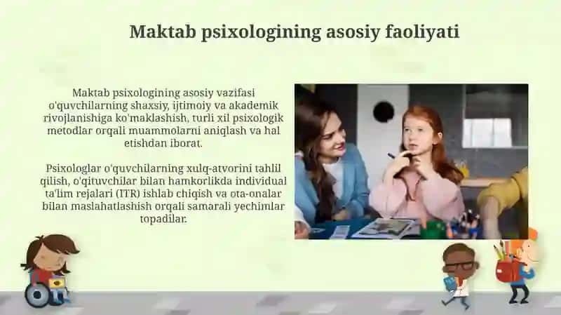Maktab psixologining asosiy faoliyat turi 3