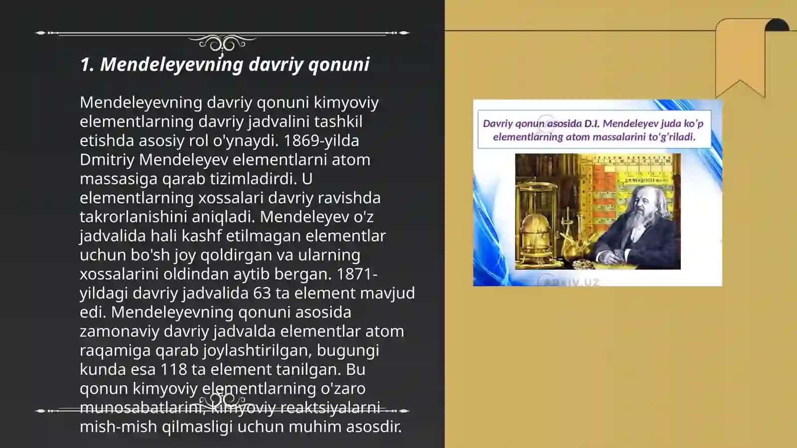 D.İ.Mendeleyevning davriy qonuni va sistemasi 3