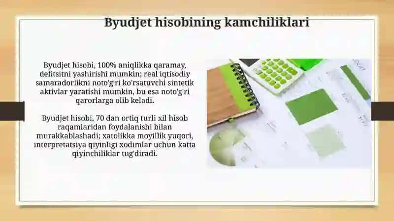 Byudjet hisobining usullari va xususiyatlari 3