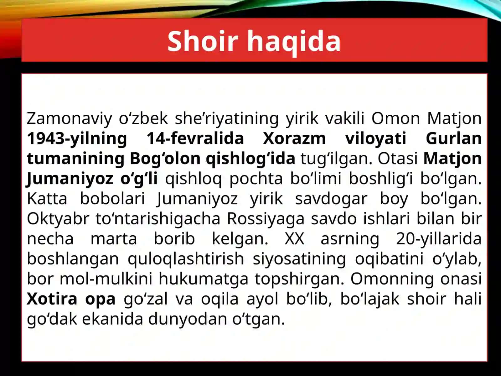Omon Matjon 3