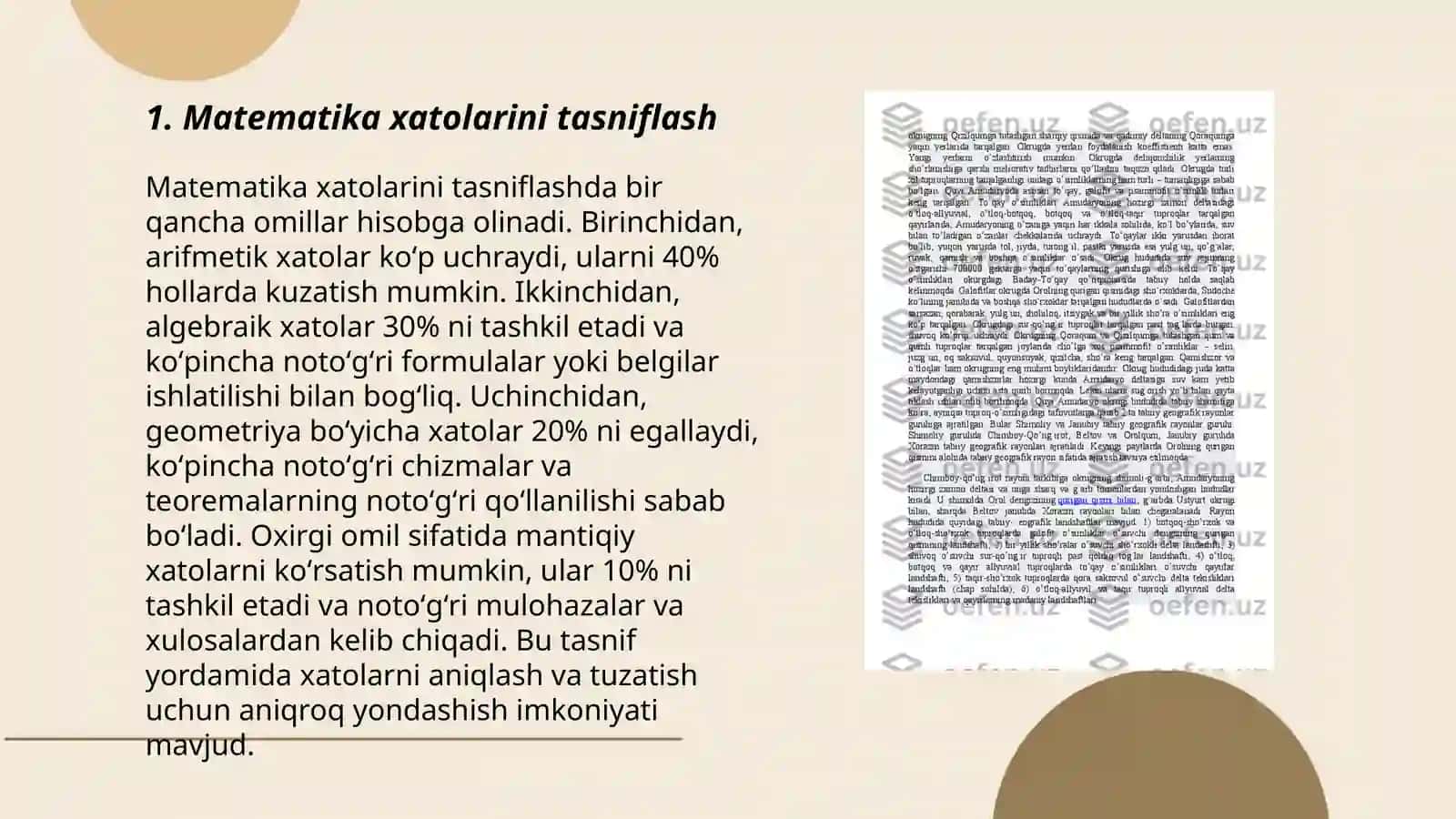 Matematika xatolarini tasniflash 3