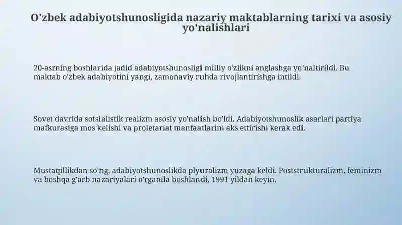 O' zbek adabiy tanqidida nazariy maktablar 3