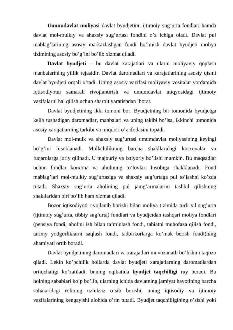 Moliya tizimi va moliyaviy siyosat. Pul-kryedit tizimi. Banklar va ularning bozor iqtisodiyotidagi roli 3