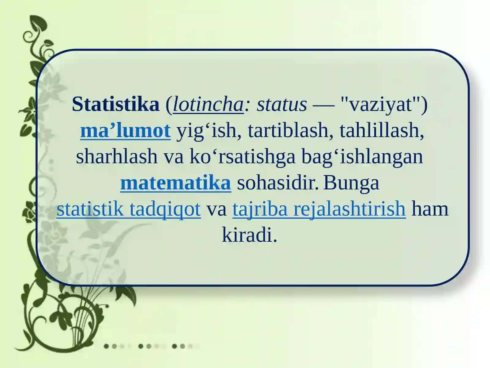 STATISTIKA FANINING PREDMETI VA USULLARI 3