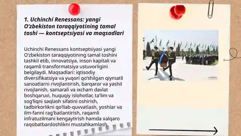 Uchinchi Renessans yangi Oʻzbekiston taraqqiyotining tamal toshi 3