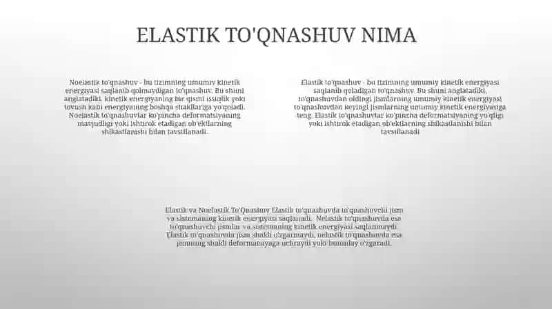 Elastik Va Noelastik To'Qnashuv 3