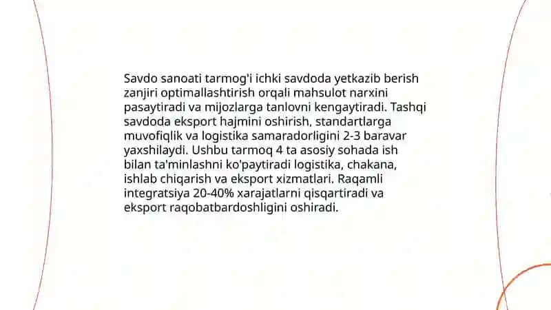 Savdo sanoati tarmog'i tashqi va ichki savdo 3