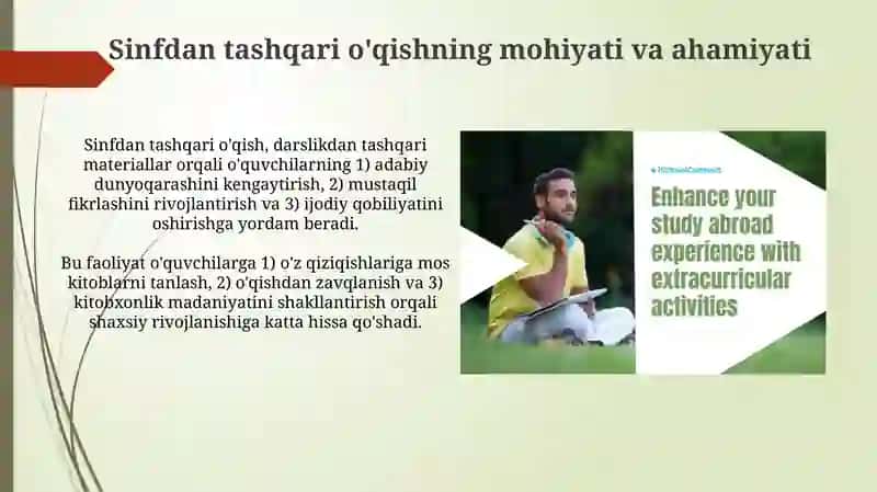 Sinfdan tashqari o'qish metodikasi 3