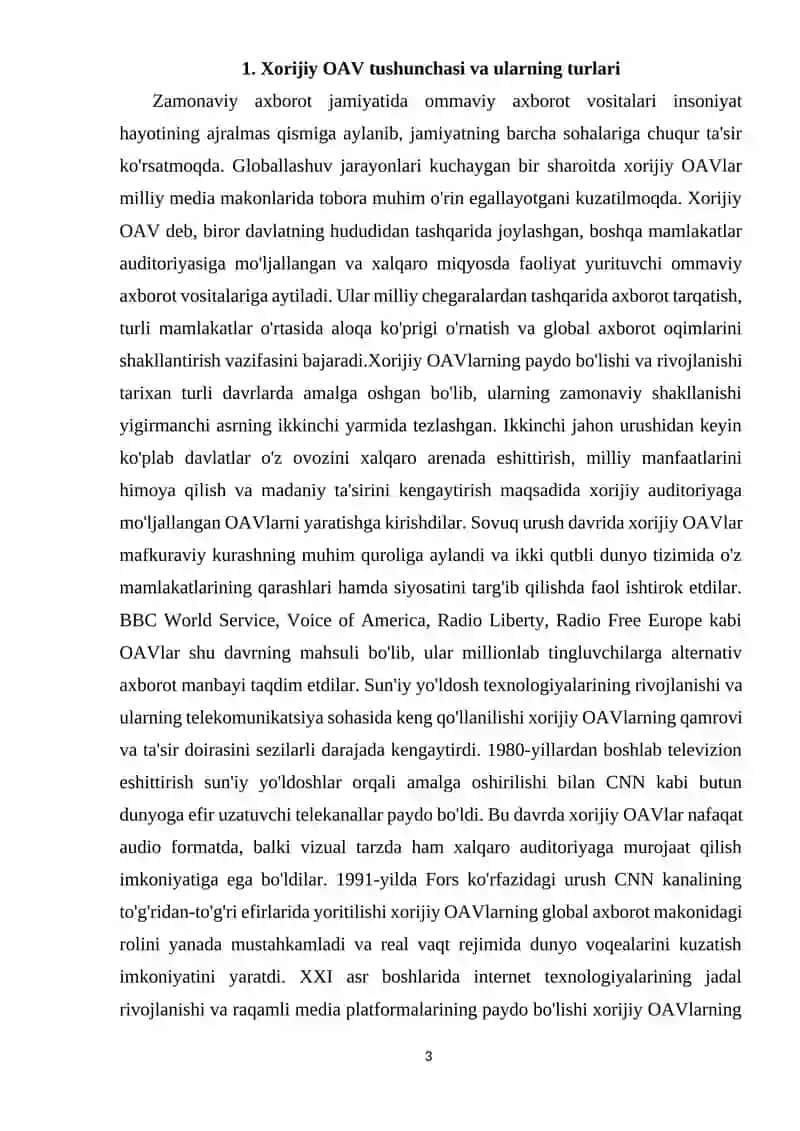 Xorijiy OAVning media makondagi o’rni 3