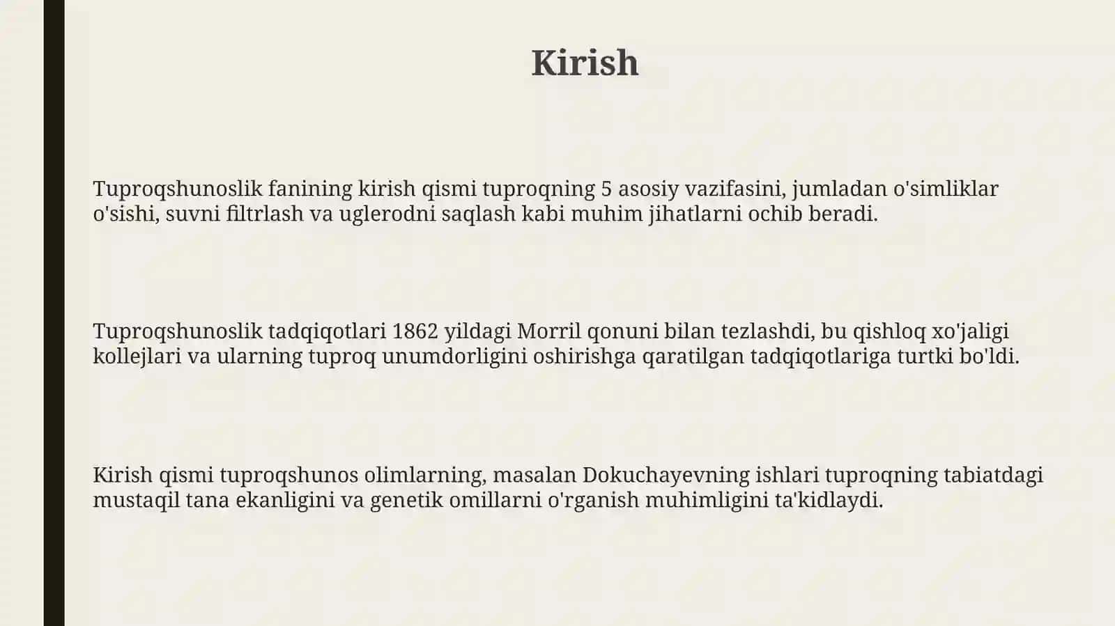 Tuproqshunoslik fanining turlari va ulargabaholash 3