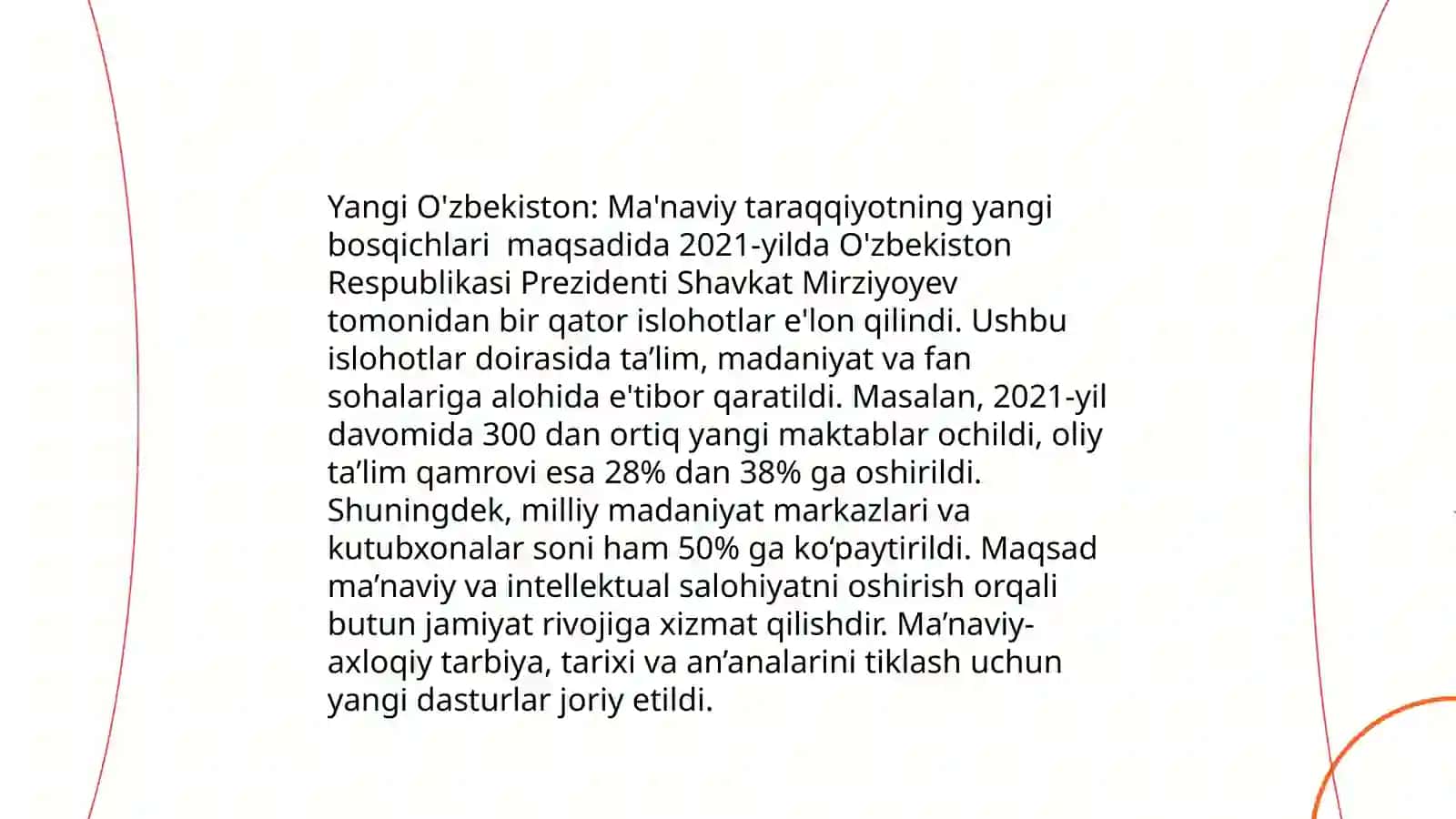 Yangi O'zbekiston: Ma'naviy taraqqiyotning yangi bosqichlari 3