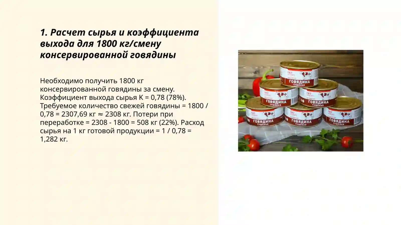 Расчет консервированной говядине 3