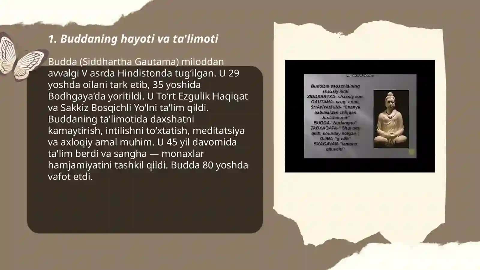 Buddizim dini tarixi va asosiy g'oyalari 3