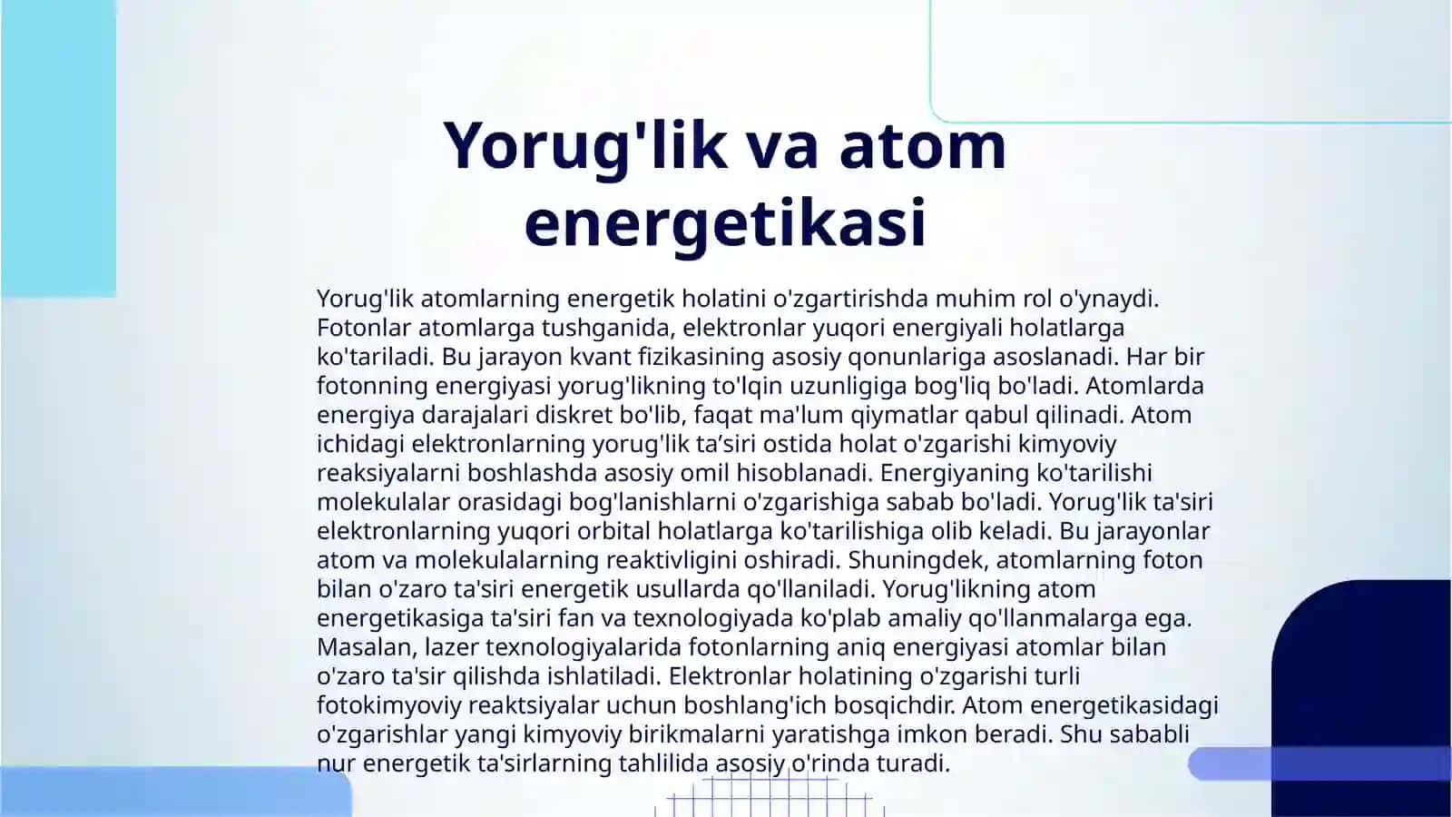 YORUG‘LIKNING XIMYAVIY TA’SIRLARI 3