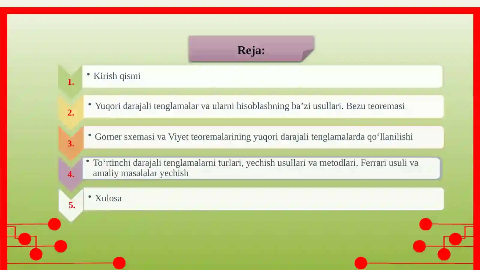 To‘rtinchi darajali tenglamalarni yechishning Ferrari usuli 3