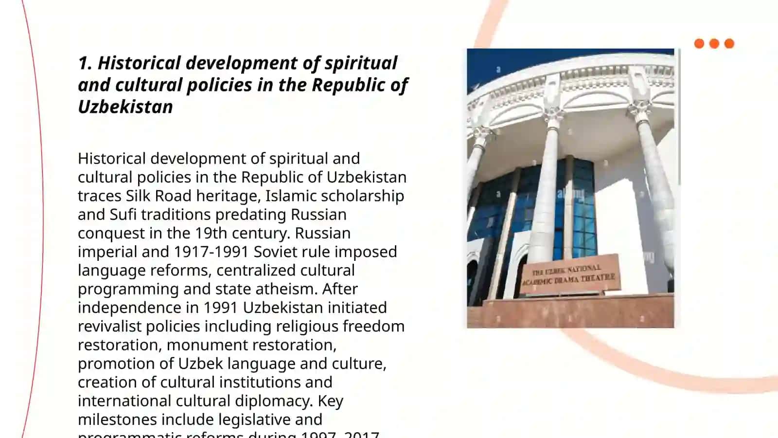 Spiritual and Cultural Development in the Republic of Uzbekistan 3