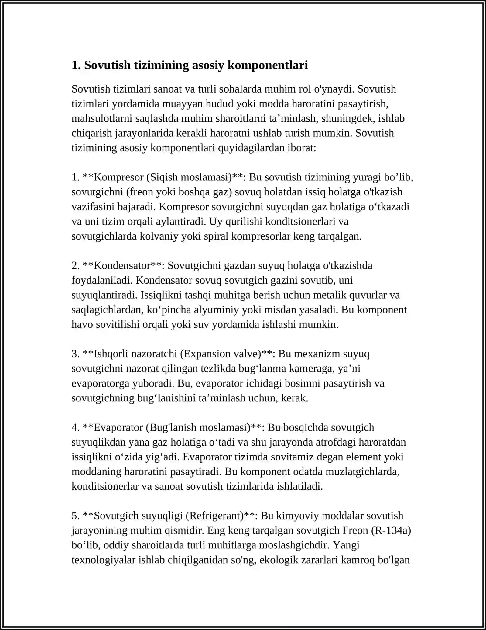 GENERATORLARNING SOVUTISH TIZIMI. XAVO BILAN SOVUTISH TIZIMI 3