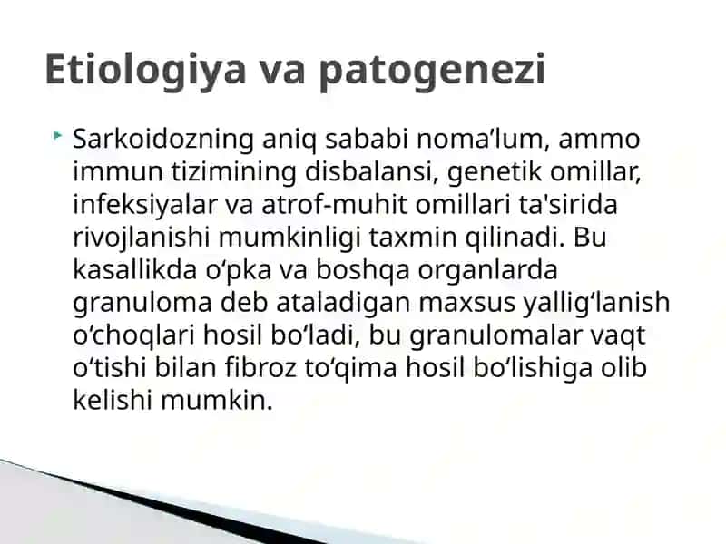 Sarkoidoz va fibrozlanuvchi alveolit 3