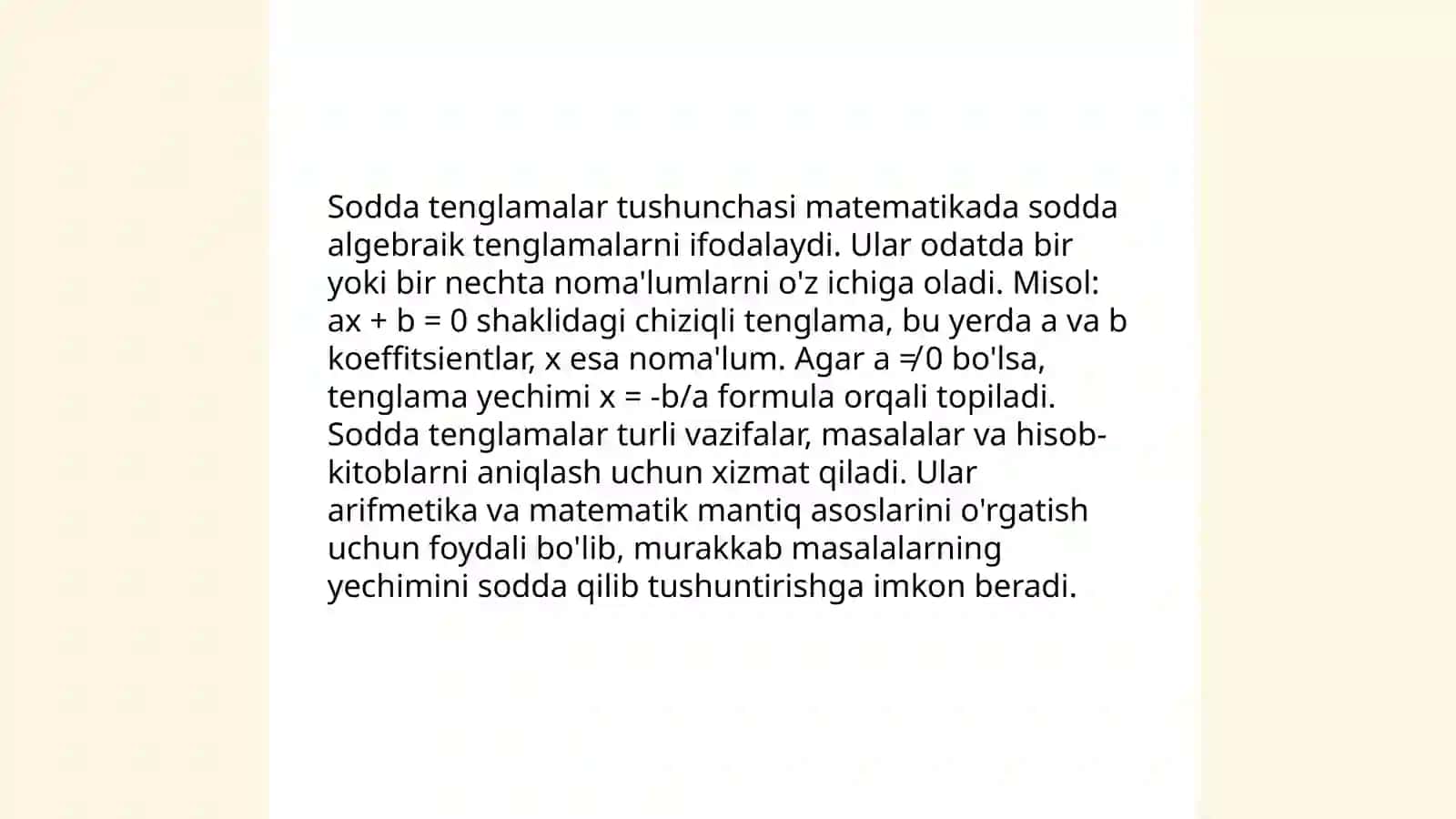 Sodda tenglamalarni o‘rgatish metodikasi 3