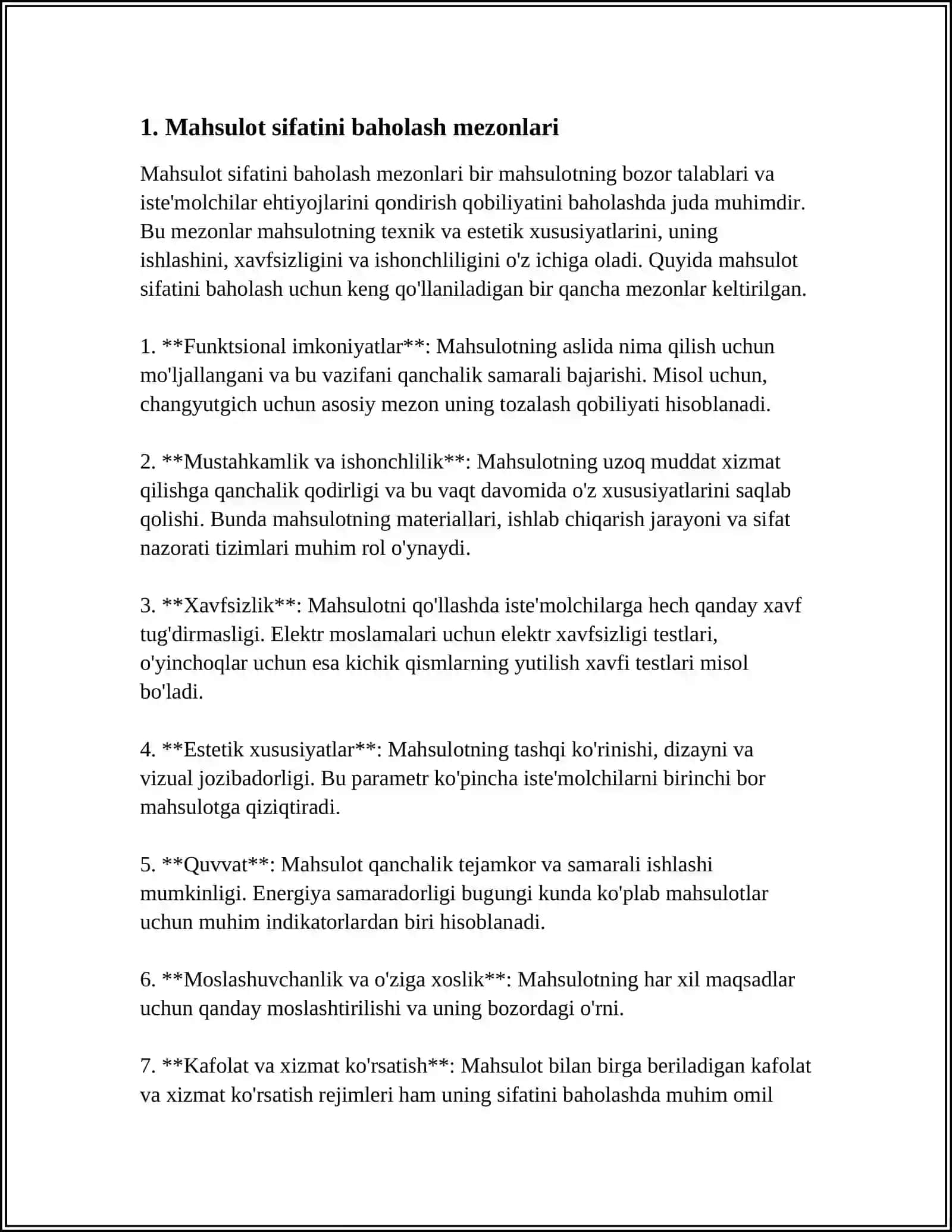 MAHSULOT SIFATINI BAHOLASH VA ÔRGANISH 3