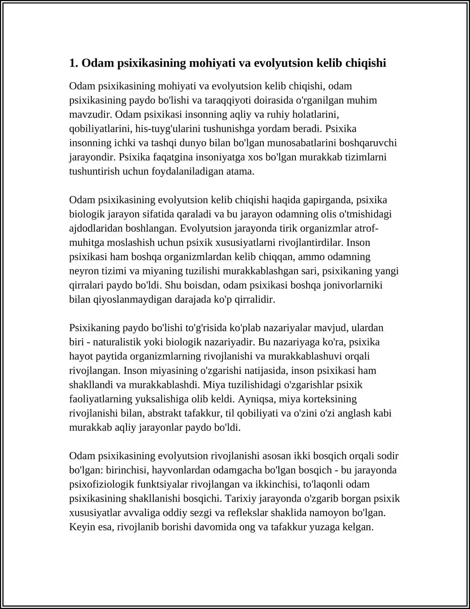 Odаm Psixikasining Paydo Bo'lishi va Taraqqiyoti 3