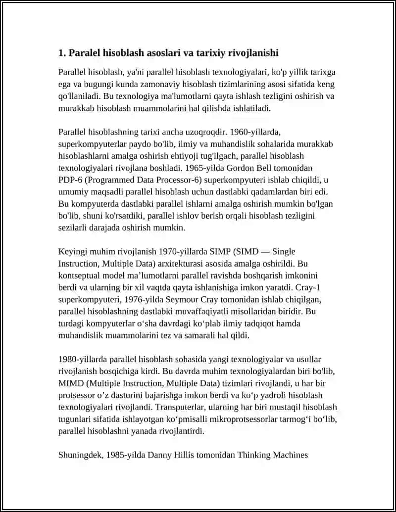 KOMPYUTER TIZIMLARIDA PARALLEL ISHLOV BERISH TEXNOLOGIYASI 3