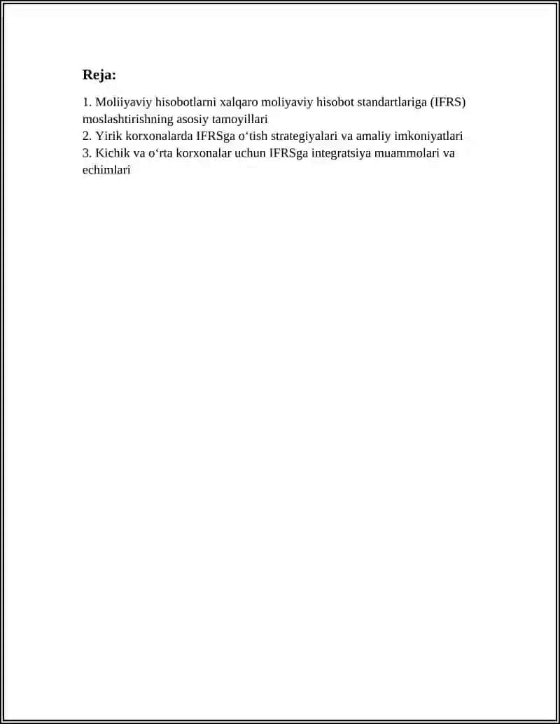 Moliyaviy Hisobotlar va IFRS 3