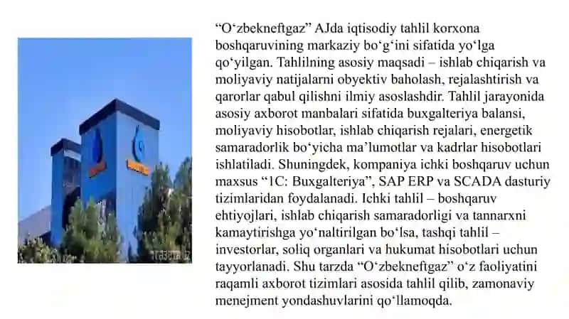 O‘zbekneftgaz AJ slayd korxona tahlili 3