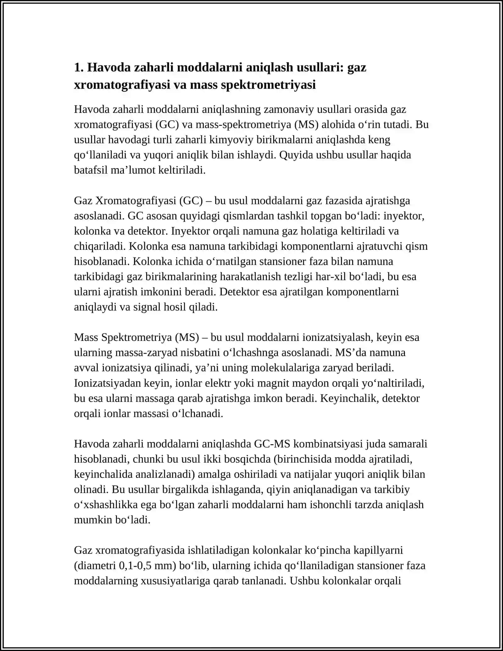 HAVODAGI ZAHARLI MODDALAR MIQDORINI ANIQLASH 3