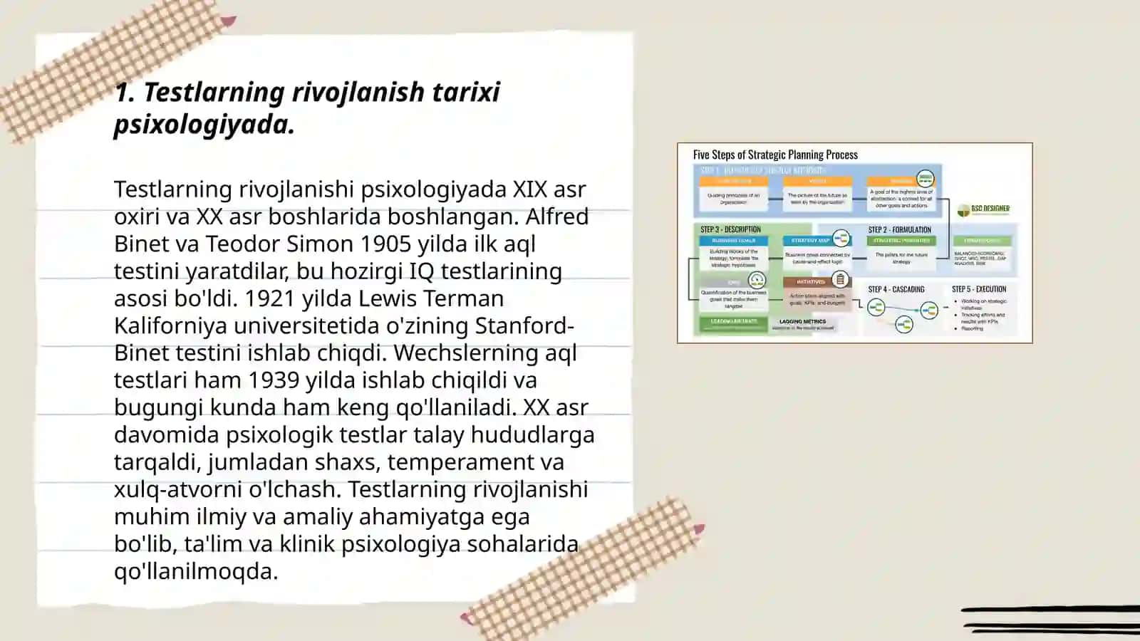 Testlarning rivojlanish tarixi psixologiyada 3