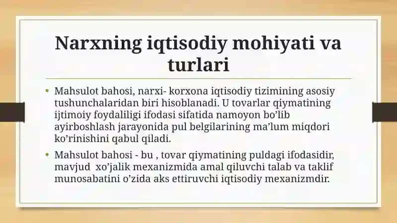 Narxning iqtisodiy mohiyati va turlari 3