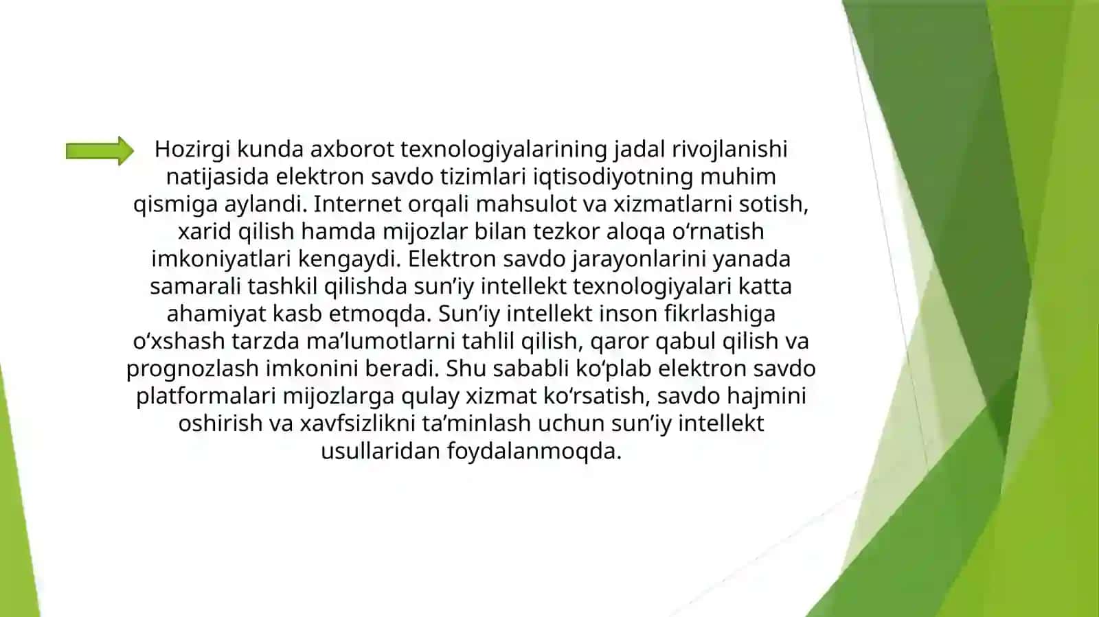 Elektronsavdolar sun’iy intellectusullaridan foydalanish 3