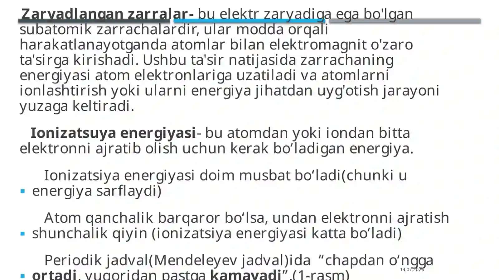 Elektronlarni energiyasini ionlashtirish jarayonida yo‘qolishi 3