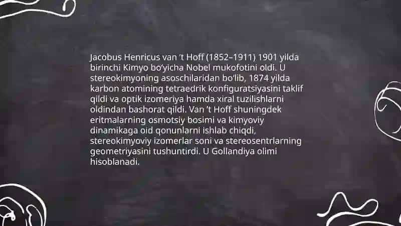 Kimyo tarixidagi Nobel mukofoti sovrindorlari va yutuqlari 3