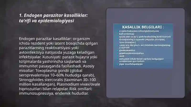 Endogen parazitar kasalliklar, klassifikatsiyasi, patogenezi, laboratoriya tashxisi 3