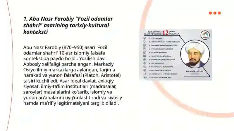Abu Nasr Farobiy "Fozil odamlar shahri" asari 3