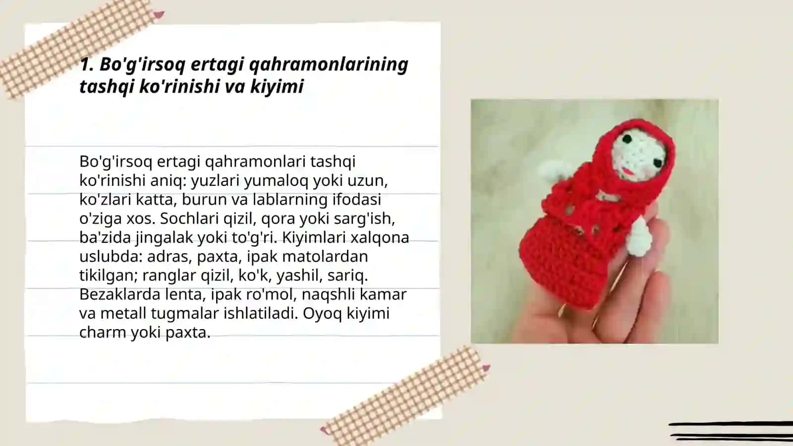 Bo'g'irsoq ertagi qaxramonlarini yasash 3