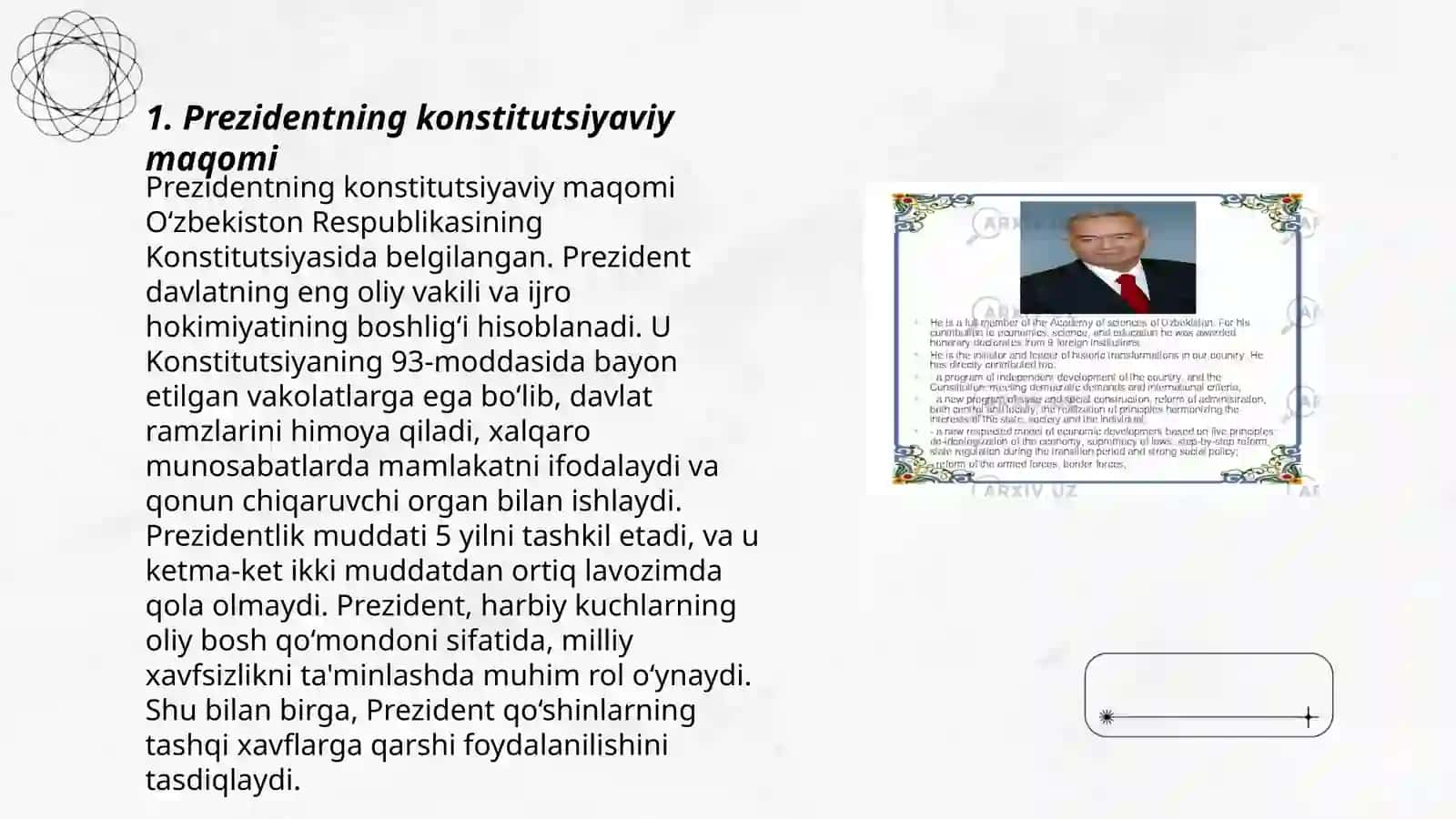 Prezidentning konstitutsiyaviy maqomi 3