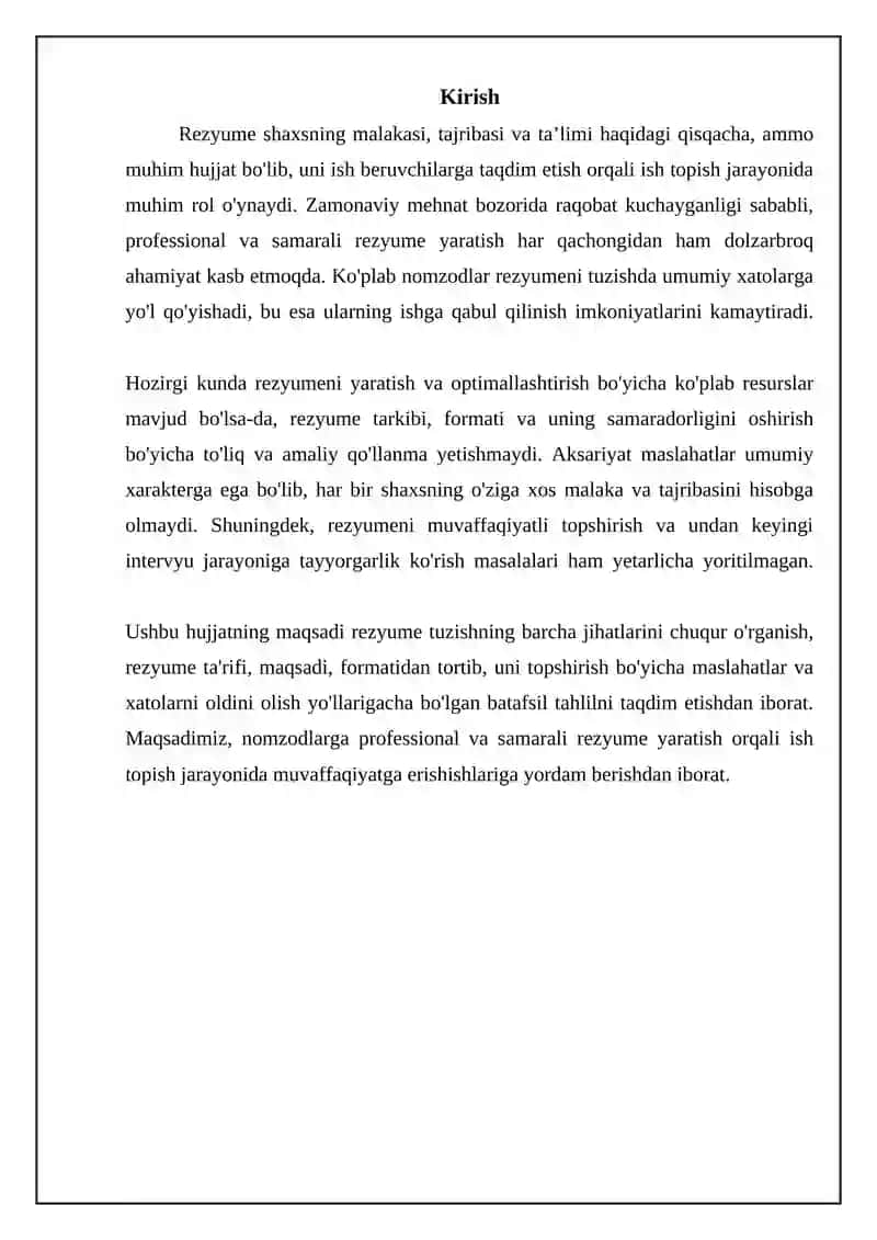 Rezyume Tayyorlash 3