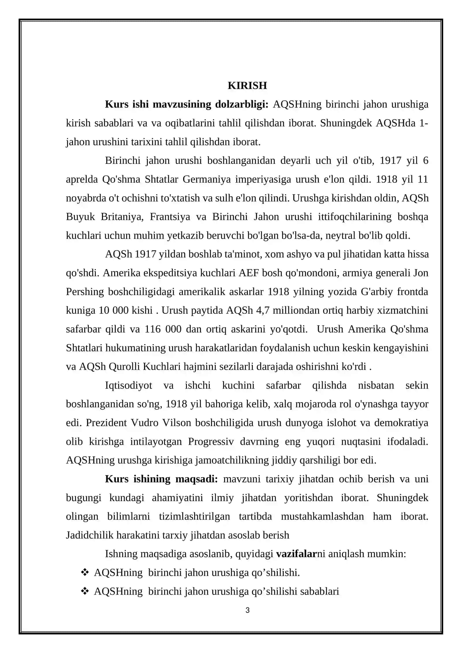 AQSH BIRINCHI JAHON URUSHI YILLARIDA 3
