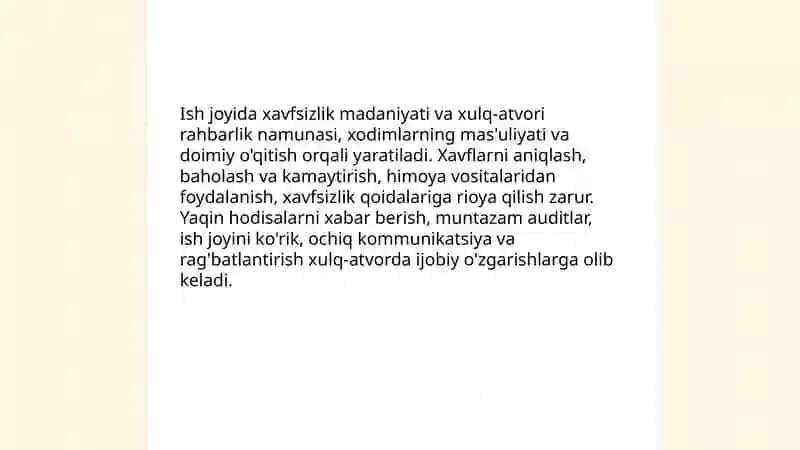 Ish joyida sog'lik va xavfsizlikni ta'minlash 3