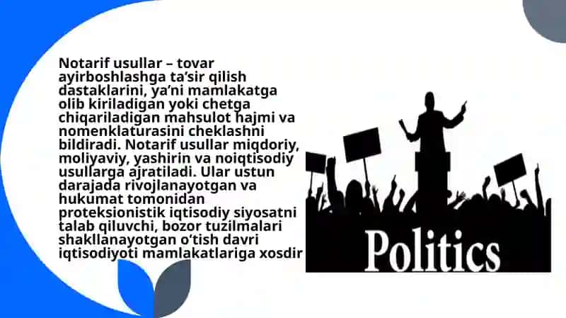 Tashqi savdoni tartibga solish usullari 3